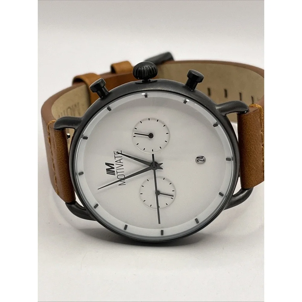 Motivate The Scottie Men's Quartz Watch Leather Band 42mm Case-‎ New Battery